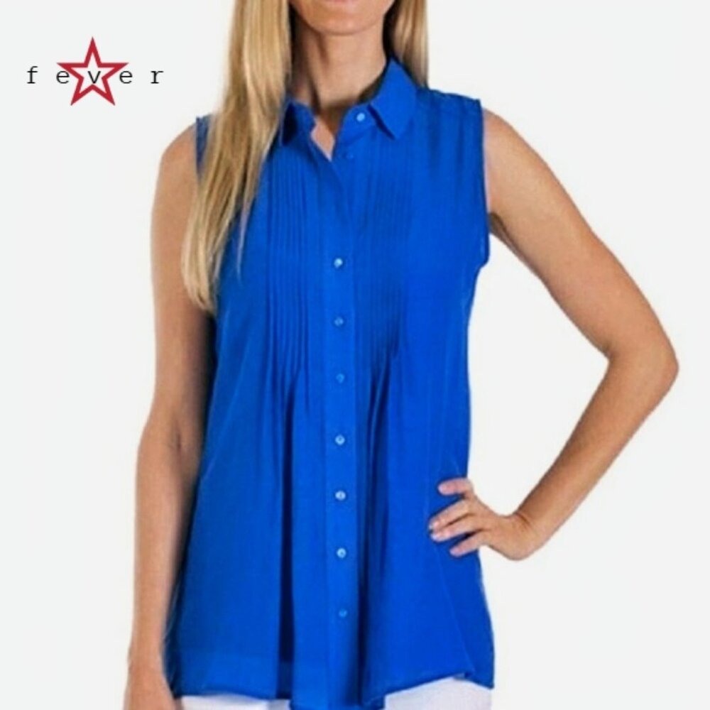 Fever Ladies’ Sleeveless Blouse with camisole, Sz S, Cobalt Blue